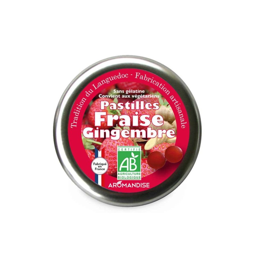 Pastilles Du Languedoc Bio Et Vegan | Aromandise Pastilles Fraise Gingembre