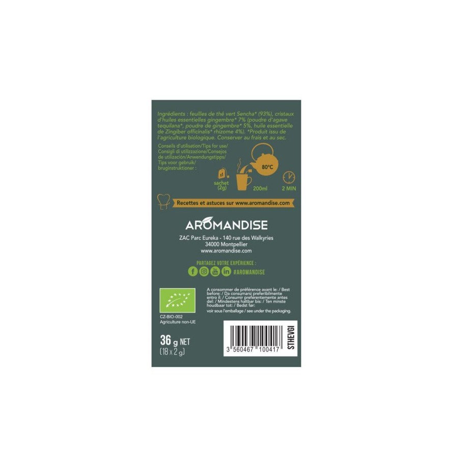 Les Grands Classiques | Aromandise The Vert Sencha Et Gingembre En Infusettes