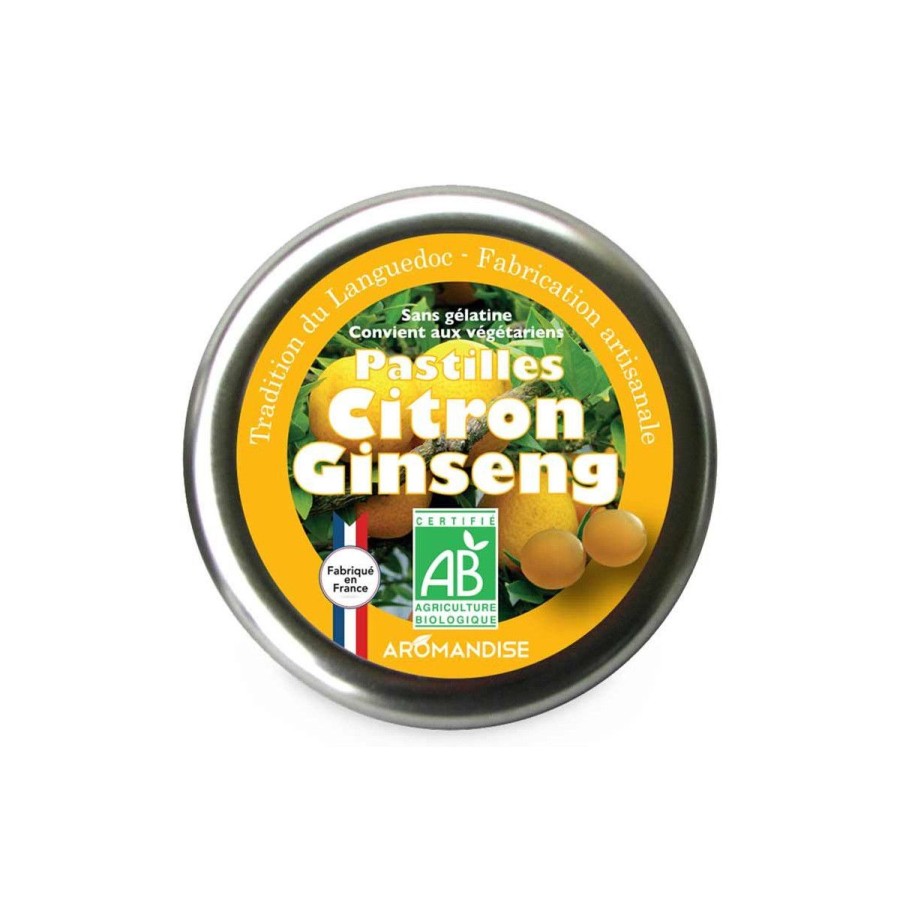 Pastilles Du Languedoc Bio Et Vegan | Logo Agriculture Biologique Pastilles Citron Ginseng