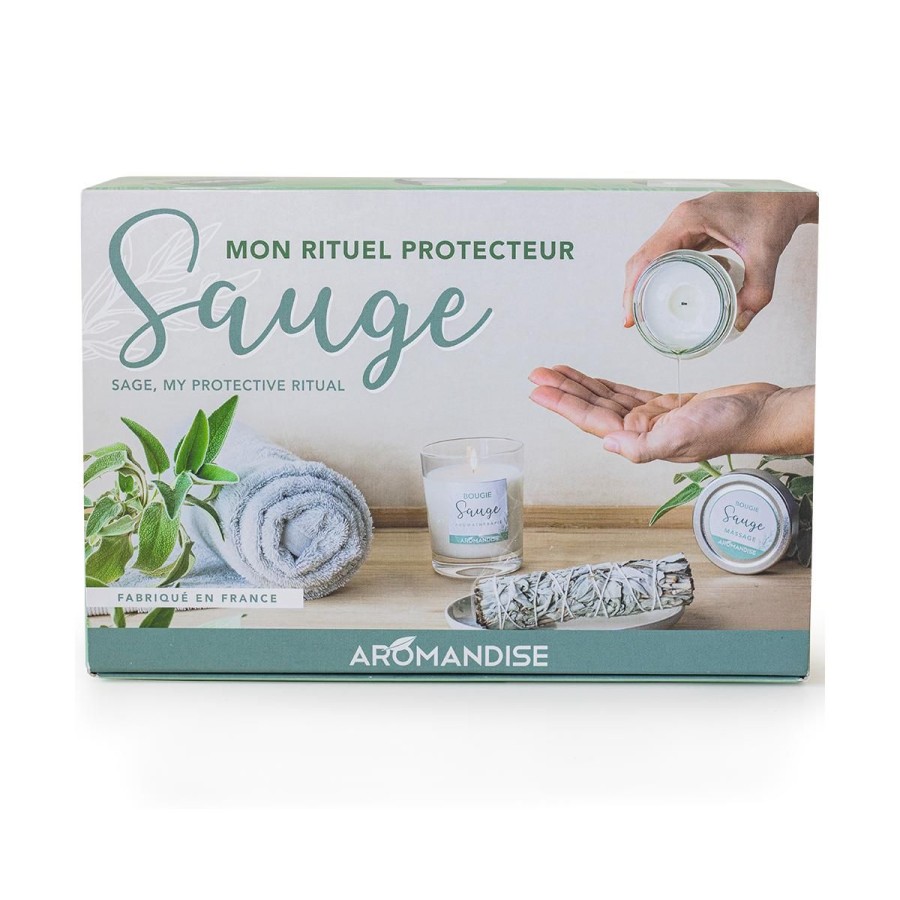 Relaxation | Aromandise Coffret Mon Rituel Sauge Bougies Et Tresse