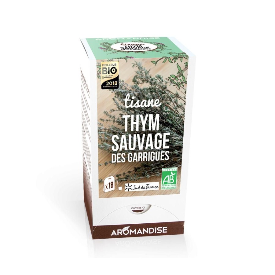 Sans Theine | Logo Agriculture Biologique Tisane Thym Sauvage Des Garrigues