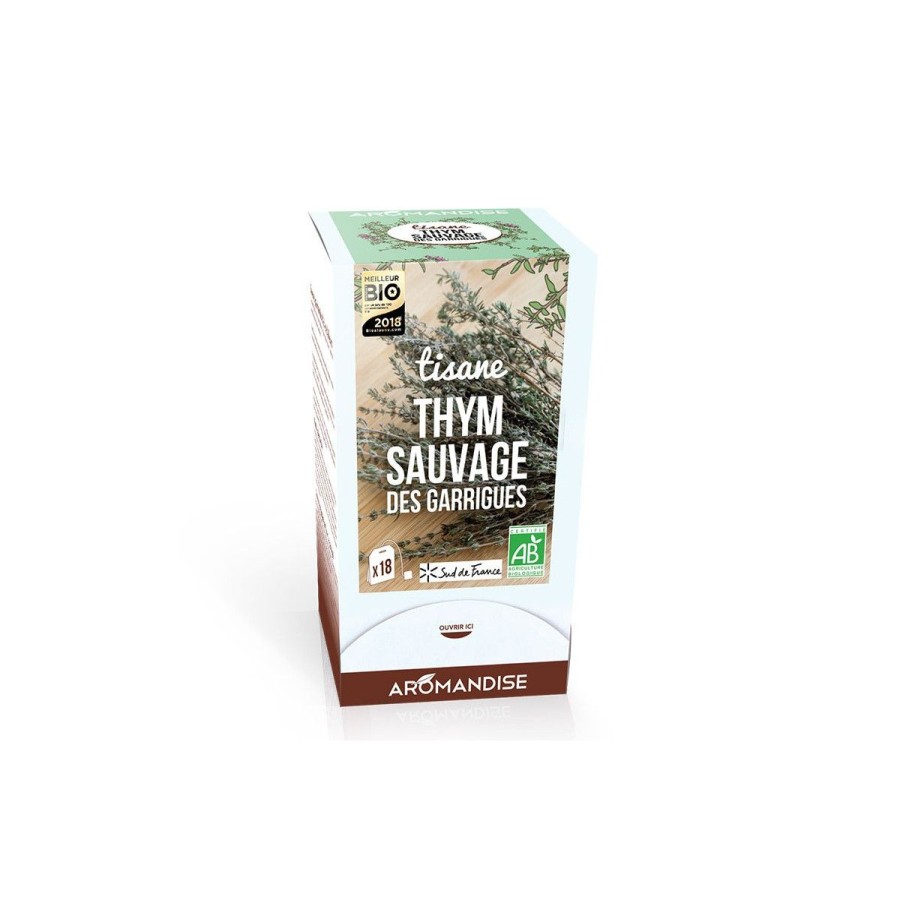 Sans Theine | Logo Agriculture Biologique Tisane Thym Sauvage Des Garrigues