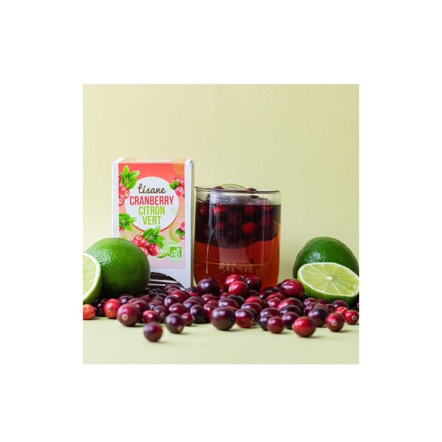 Infusions Fruitees Bio | Aromandise Tisane Cranberry Citron Vert