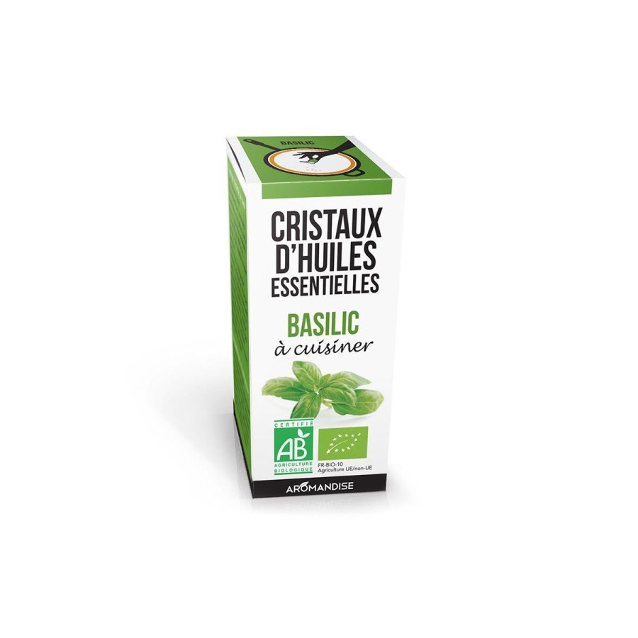 Cristaux D'Huiles Essentielles A Cuisiner | Logo Agriculture Biologique Cristaux D'Huiles Essentielles Basilic