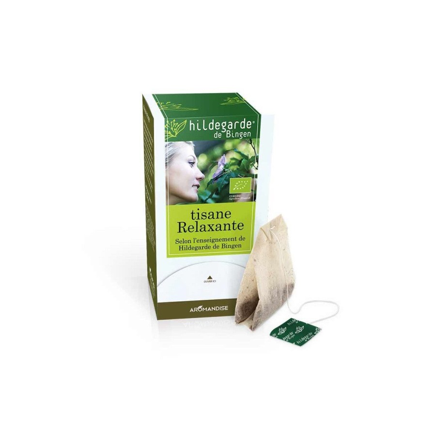 Sans Theine | Logo Agriculture Biologique Tisane Relaxante Hildegarde Sachets