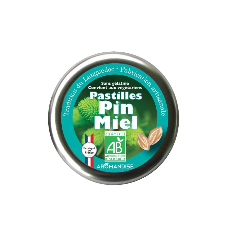 Pastilles Du Languedoc Bio Et Vegan | Logo Agriculture Biologique Pastilles Pin Miel