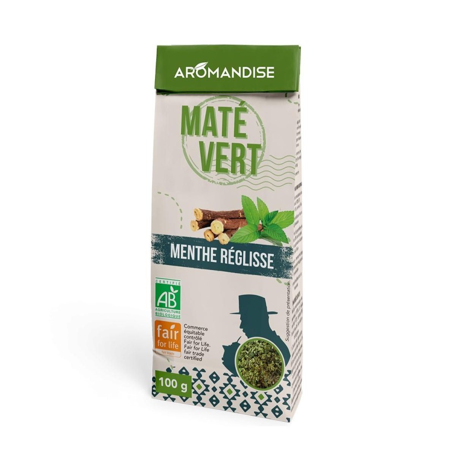 Infusions Herbacees Bio | Aromandise Mate Vert Sauvage, Menthe, Reglisse