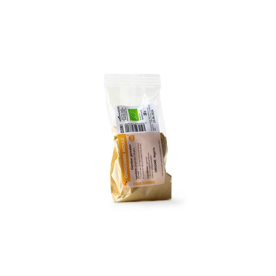 Epices Bio | Aromandise Gingembre Moulu Sachet Zero Plastique