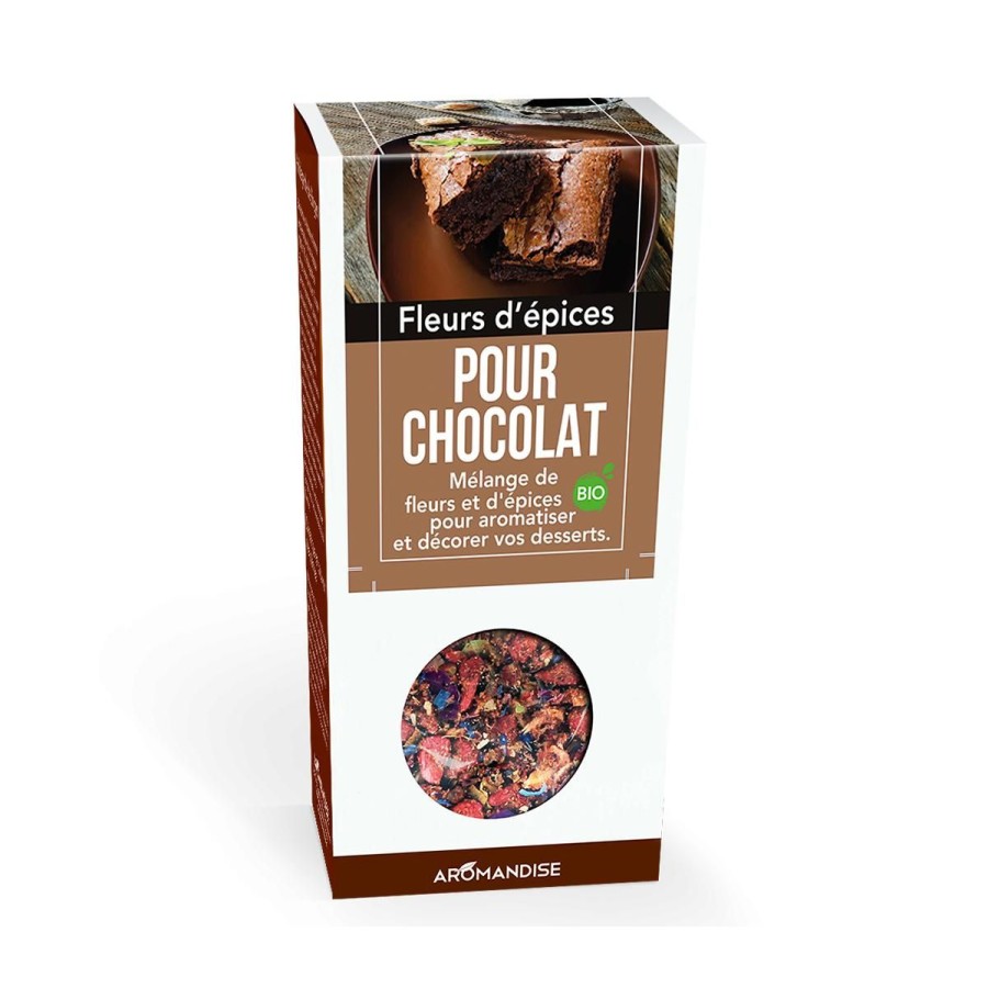 Petit&Dejeuner Et Gouter Bio | Logo Agriculture Biologique Fleurs D'Epices Chocolat