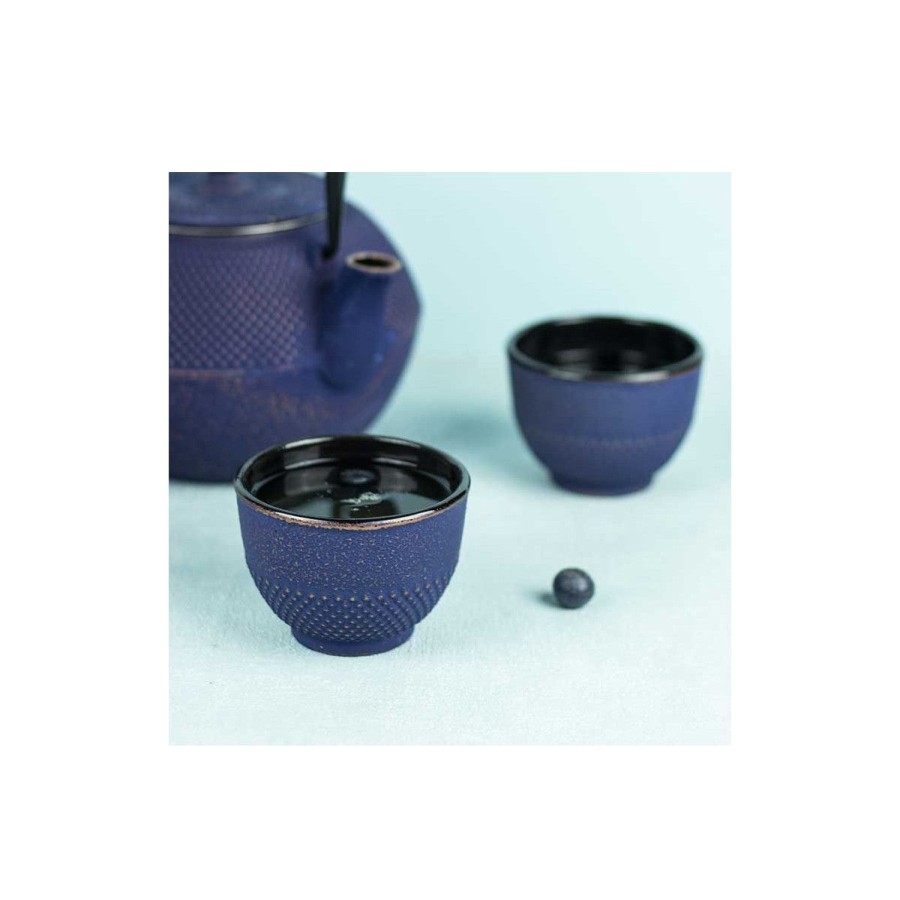 Tasses, Mugs Et Paille | Aromandise Tasse En Fonte Bleue Et Doree