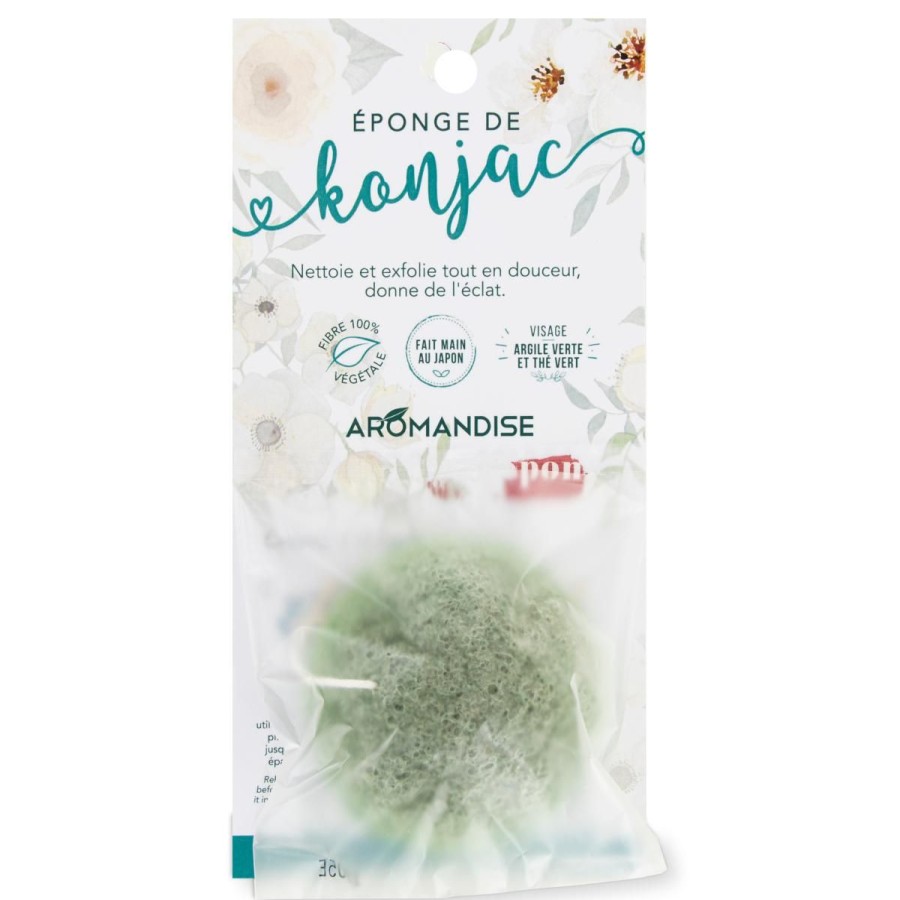 Eponges De Konjac | Aromandise Eponge De Konjac Argile Verte Et The Vert